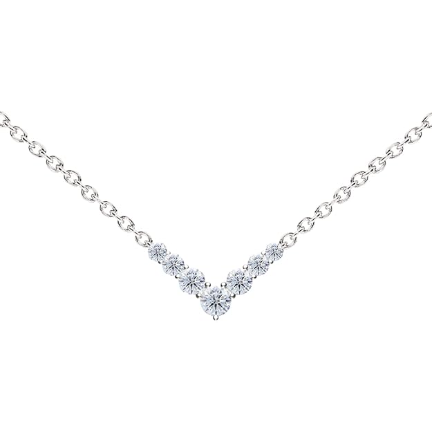 MINUTIAE V Shape Crystal Cubic Zirconia Diamonds Pendant Charm Necklace for Women &amp; Girls | Stylish Design with Extendable Chain | Skin Friendly and Ideal Gift For Multiple Occasion