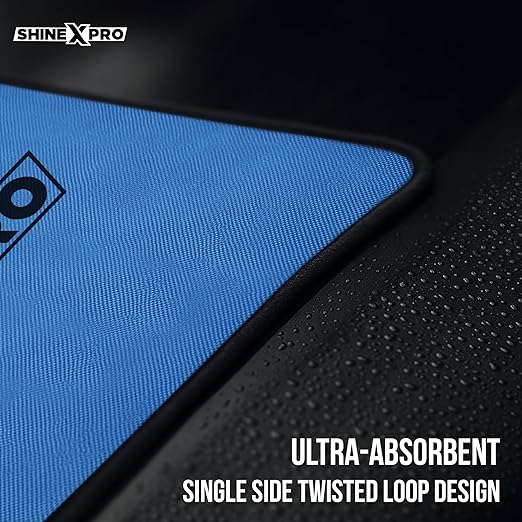 Shine X Pro Microfiber Cleaning Cloth - 600 GSM Extra Large (60x40 cm) Microfiber Cloth for Car Cleaning - Ultra-Absorbent Scratchless Drying, Single Side Twisted Loop Car Cleaning Clothes