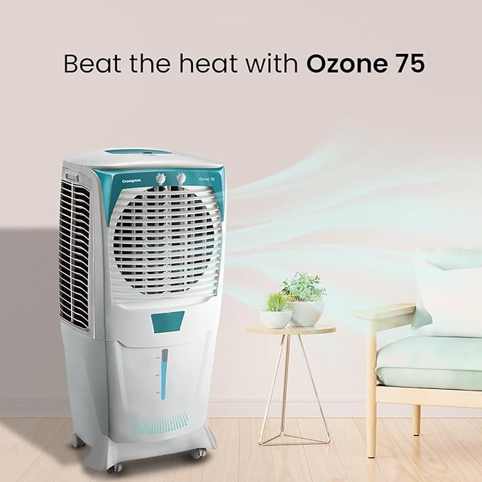 Crompton Ozone 75 Litres Desert Air Cooler for home | Large Easy Clean Ice Chamber | 4-Way Air Deflection | High Density Honeycomb Pads | Everlast Pump | Auto Fill