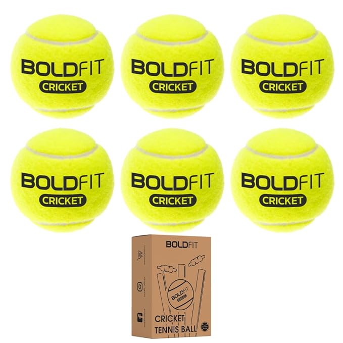 Boldfit Lightweight Rubber Tennis Balls for Court and Turf - Tournament and Cricket Ball