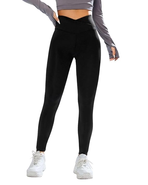 Imperative Regular High Waist Stretchable Gym Tights Leggings with Crossover Belt for Women Girls | Gym Wear/Active Wear Tights Yoga Pants.