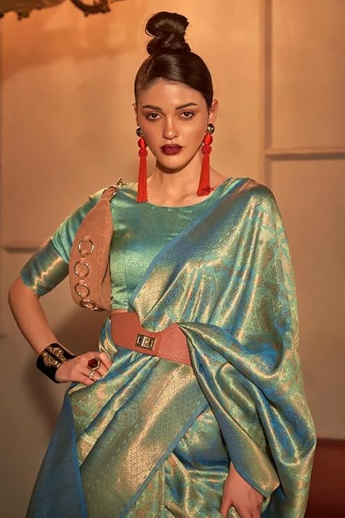 SWORNOF Womens kanjivaram banarasi silk saree for Patola festival Wedding silk with rich pallu Design sarees for women with blouse piece